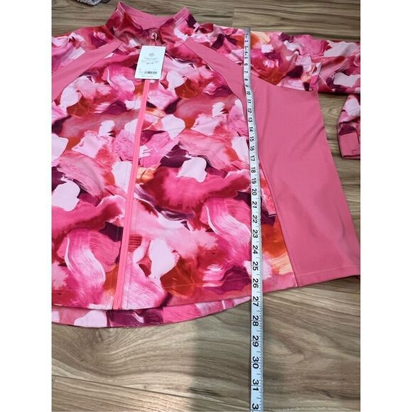 ATHLETA NWT Run With It Printed Jacket Painted Energy Coral Pink Zip plus sz 3X - Picture 9 of 9